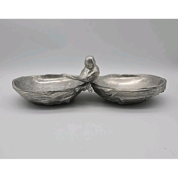 Mariposa Bird & Branch Metal Double Serving  Bowl Nests - Picture 4 of 11